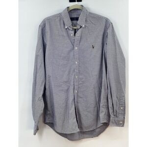 Ralph Lauren Mens Medium Long Sleeve Button Down Shirt Purple Navy White Check